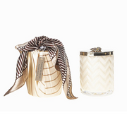 Cote Noire Herringbone Candle With Scarf 600g (Blonde Vanilla & Gold Bee Brooch)-Beauty Affairs 1
