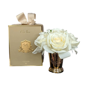 Cote Noire Seven Rose Bouquet in Champagne Metal Vase (Ivory White) - Beauty Affairs 1