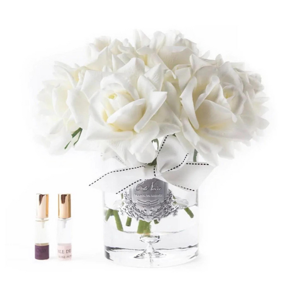 Cote Noire Luxury Grand Bouquet - Ivory White (Silver Badge and Clear Glass) - Beauty Affairs 1